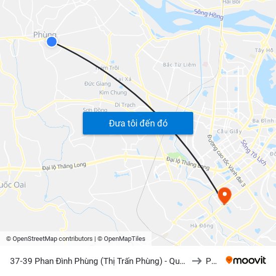 37-39 Phan Đình Phùng (Thị Trấn Phùng) - Quốc Lộ 32 to PTIT map
