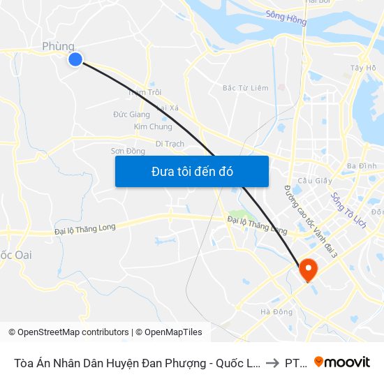 Tòa Án Nhân Dân Huyện Đan Phượng - Quốc Lộ 32 to PTIT map