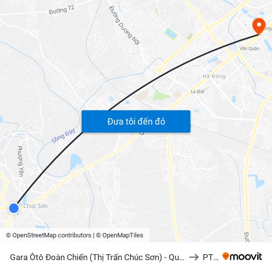 Gara Ôtô Đoàn Chiến (Thị Trấn Chúc Sơn) - Quốc Lộ 6 to PTIT map