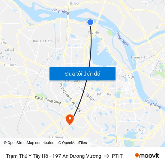 Trạm Thú Y Tây Hồ - 197 An Dương Vương to PTIT map