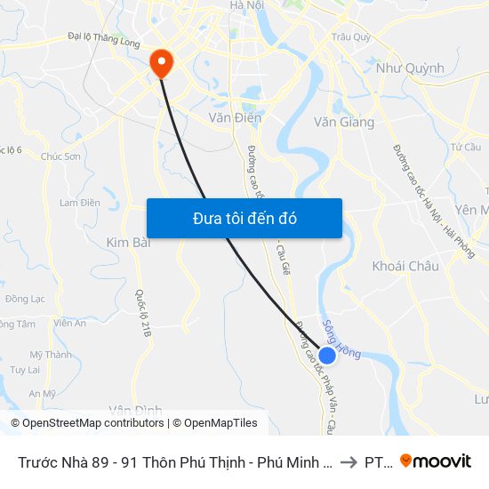 Trước Nhà 89 - 91 Thôn Phú Thịnh - Phú Minh - Tl429 to PTIT map