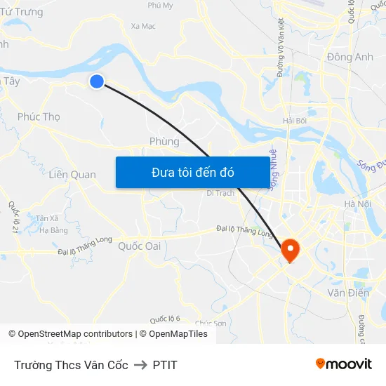 Trường Thcs Vân Cốc to PTIT map
