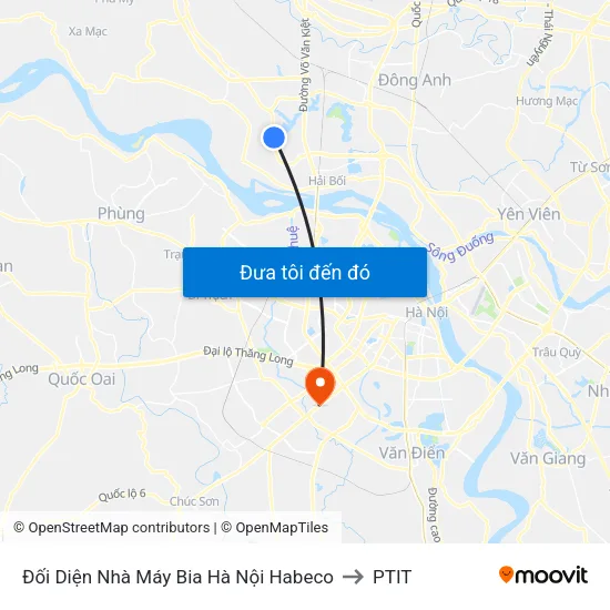 Đối Diện Nhà Máy Bia Hà Nội Habeco to PTIT map