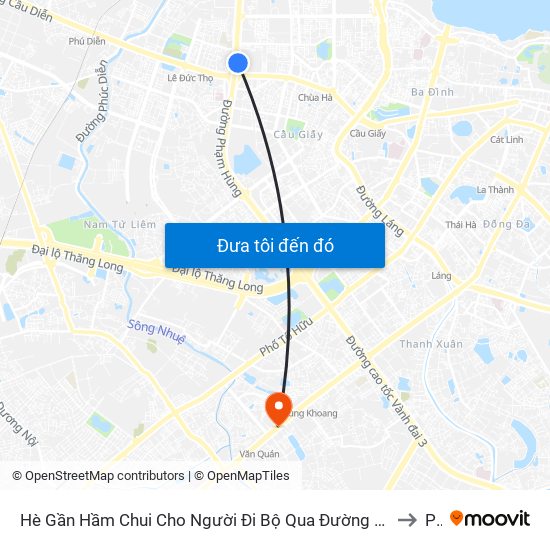 2b Phạm Văn Đồng to PTIT map