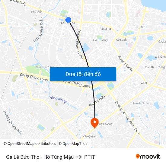 Ga Lê Đức Thọ - Hồ Tùng Mậu to PTIT map