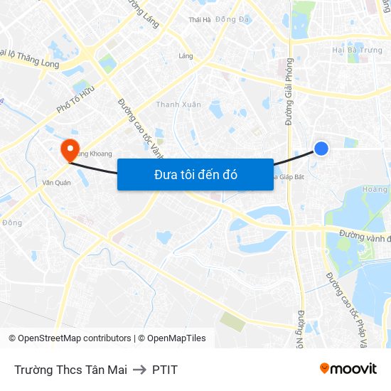 Trường Thcs Tân Mai to PTIT map