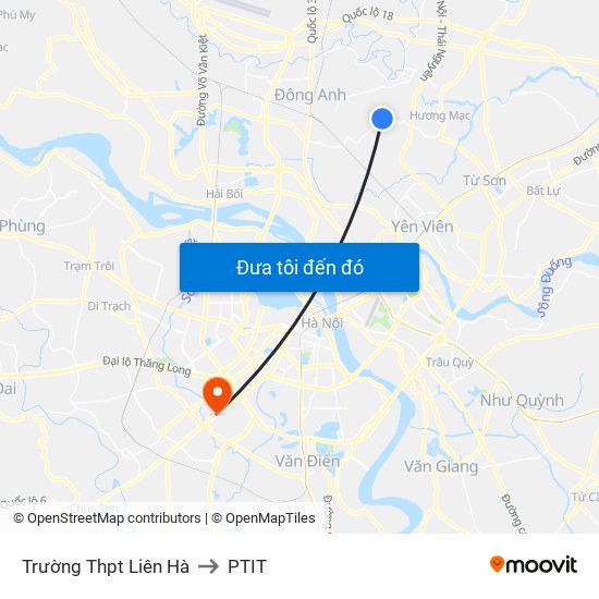 Trường Thpt Liên Hà to PTIT map