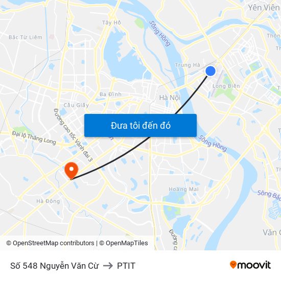Số 548 Nguyễn Văn Cừ to PTIT map