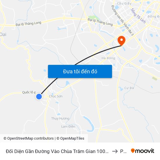 Đối Diện Gần Đường Vào Chùa Trăm Gian 100m - Quốc Lộ 6 to PTIT map