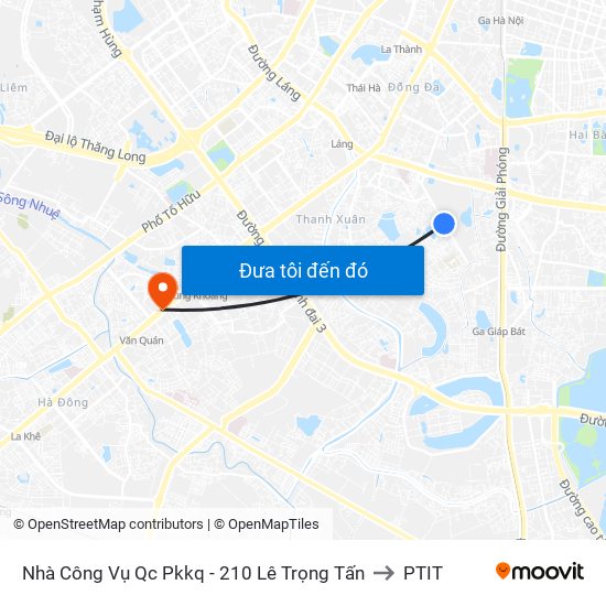 Nhà Công Vụ Qc Pkkq - 210 Lê Trọng Tấn to PTIT map