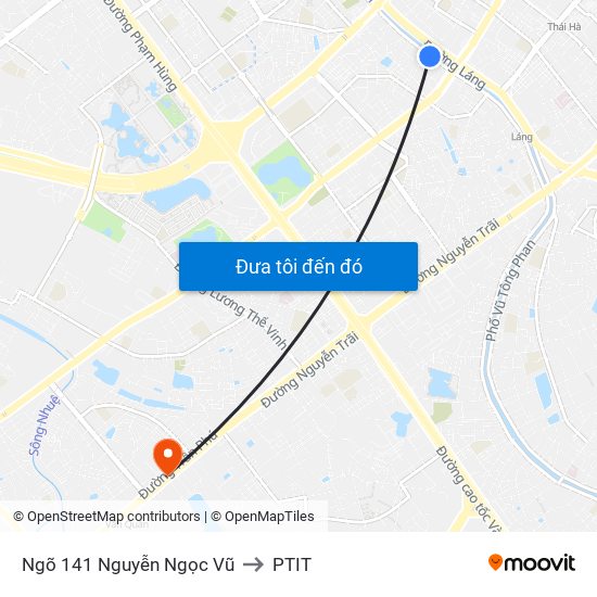 Ngõ 141 Nguyễn Ngọc Vũ to PTIT map