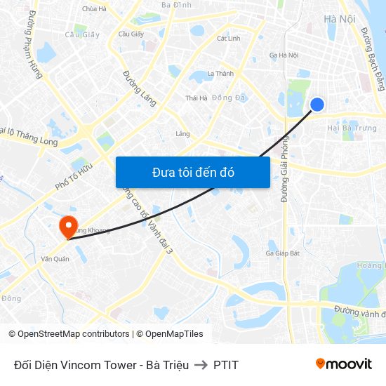 Đối Diện Vincom Tower - Bà Triệu to PTIT map