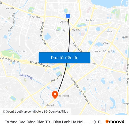 Trường Cao Đẳng Điện Tử - Điện Lạnh Hà Nội - Số 10 Nguyễn Văn Huyên to PTIT map