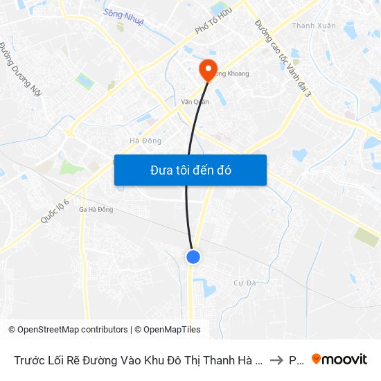 Trước Lối Rẽ Đường Vào Khu Đô Thị Thanh Hà - Đường Cienco5 50m to PTIT map