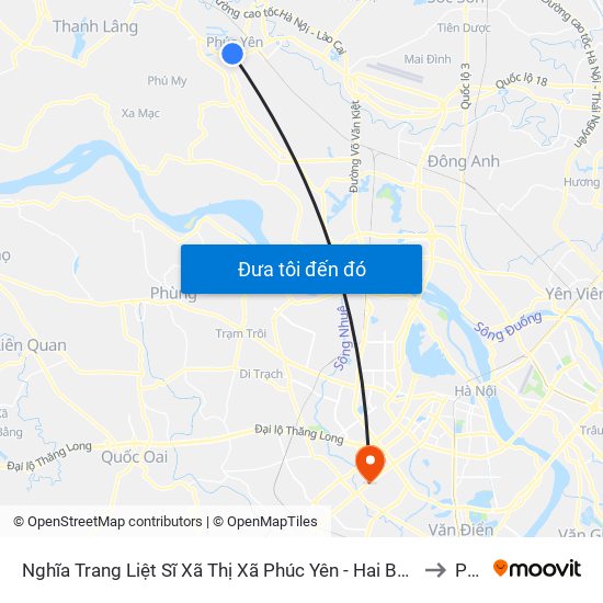 Nghĩa Trang Liệt Sĩ Xã Thị Xã Phúc Yên - Hai Bà Trưng, Phúc Yên to PTIT map