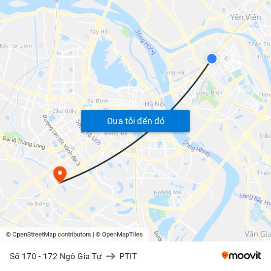 Số 170 - 172 Ngô Gia Tự to PTIT map