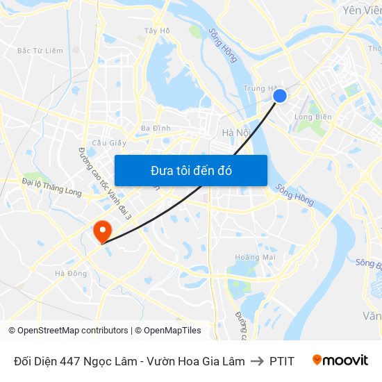 Đối Diện 447 Ngọc Lâm - Vườn Hoa Gia Lâm to PTIT map