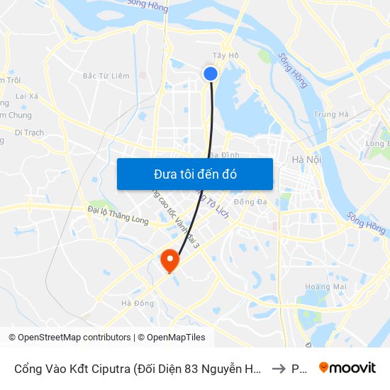 Cổng Vào Kđt Ciputra (Đối Diện 83 Nguyễn Hoàng Tôn) to PTIT map