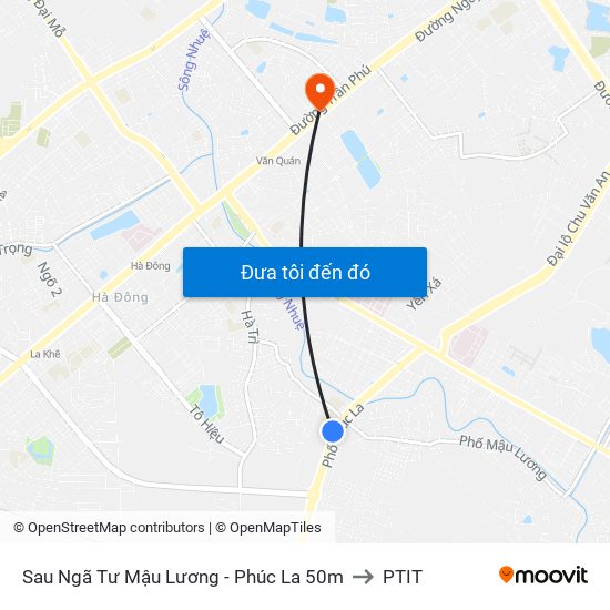 Sau Ngã Tư Mậu Lương - Phúc La 50m to PTIT map