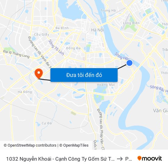 1032 Nguyễn Khoái - Cạnh Công Ty Gốm Sứ Thanh Trì to PTIT map