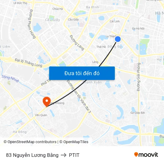 83 Nguyễn Lương Bằng to PTIT map