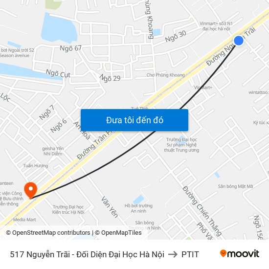 517 Nguyễn Trãi - Đối Diện Đại Học Hà Nội to PTIT map