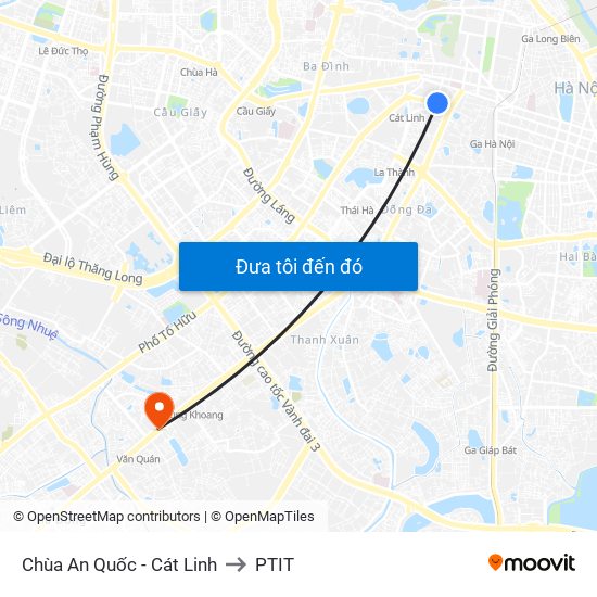 Chùa An Quốc - Cát Linh to PTIT map