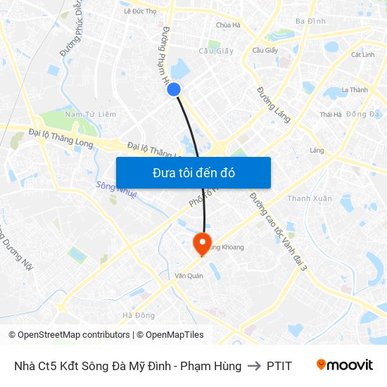 Nhà Ct5 Kđt Sông Đà Mỹ Đình - Phạm Hùng to PTIT map