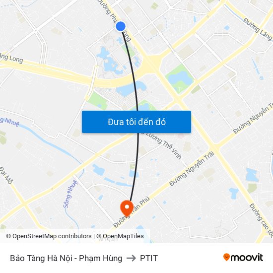 Bảo Tàng Hà Nội - Phạm Hùng to PTIT map