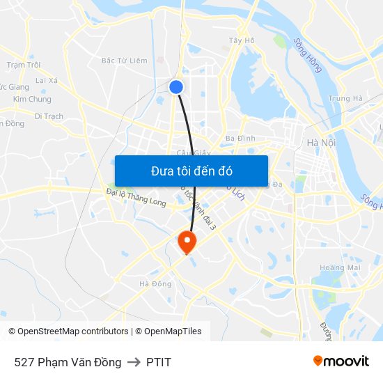 527 Phạm Văn Đồng to PTIT map