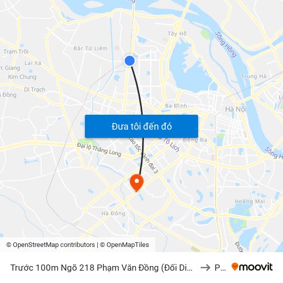 Trước 100m Ngõ 218 Phạm Văn Đồng (Đối Diện Công Viên Hòa Bình) to PTIT map