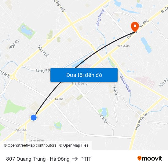 807 Quang Trung - Hà Đông to PTIT map