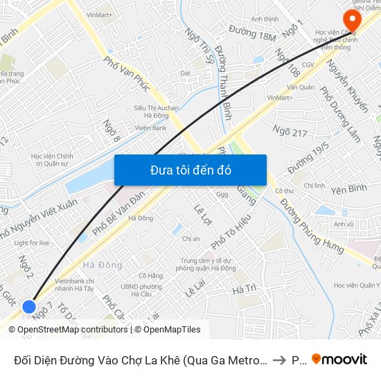 Đối Diện Đường Vào Chợ La Khê (Qua Ga Metro La Khê) - 405 Quang Trung (Hà Đông) to PTIT map