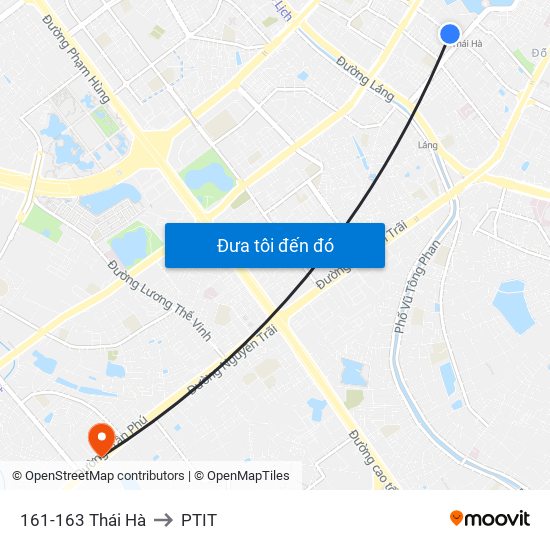 161-163 Thái Hà to PTIT map