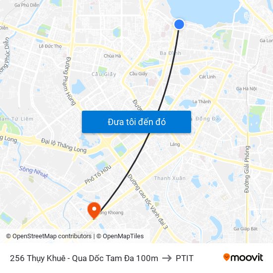 256 Thụy Khuê - Qua Dốc Tam Đa 100m to PTIT map