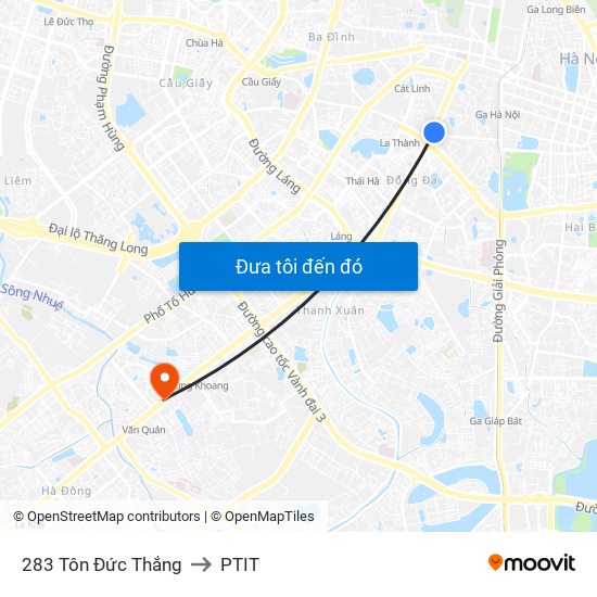 283 Tôn Đức Thắng to PTIT map