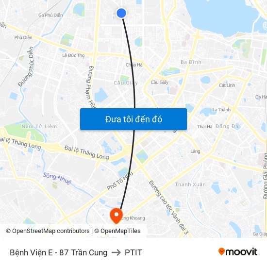 Bệnh Viện E - 87 Trần Cung to PTIT map