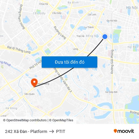 242 Xã Đàn - Platform to PTIT map