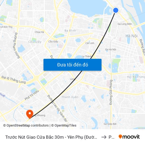 Trước Nút Giao Cửa Bắc 30m - Yên Phụ (Đường Xe Buýt) to PTIT map