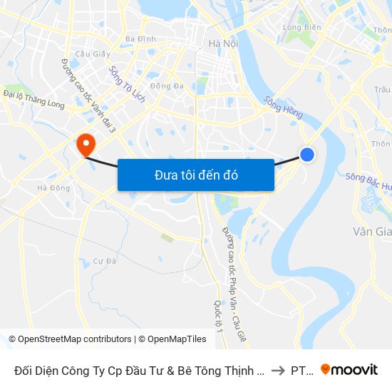 Đối Diện Công Ty Cp Đầu Tư & Bê Tông Thịnh Liệt to PTIT map