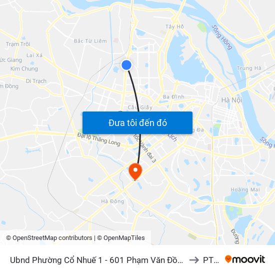 Ubnd Phường Cổ Nhuế 1 - 601 Phạm Văn Đồng to PTIT map