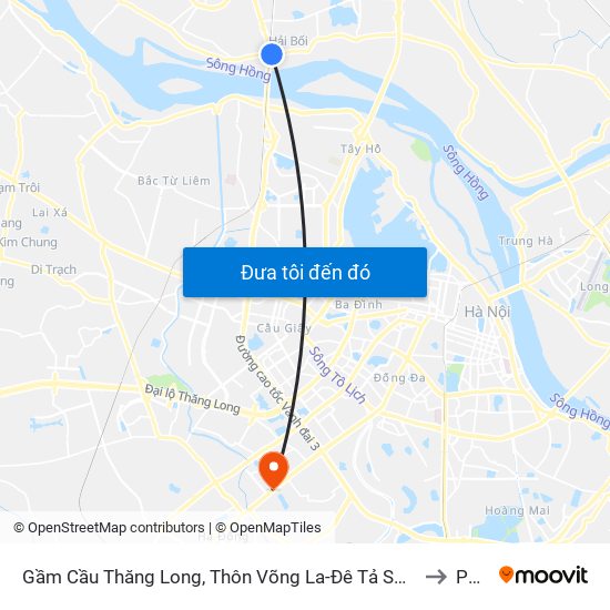 Gầm Cầu Thăng Long, Thôn Võng La-Đê Tả Sồng Hồng to PTIT map