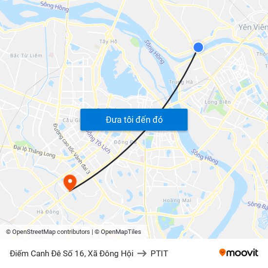 Điếm Canh Đê Số 16, Xã Đông Hội to PTIT map