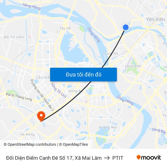 Đối Diện Điếm Canh Đê Số 17, Xã Mai Lâm to PTIT map