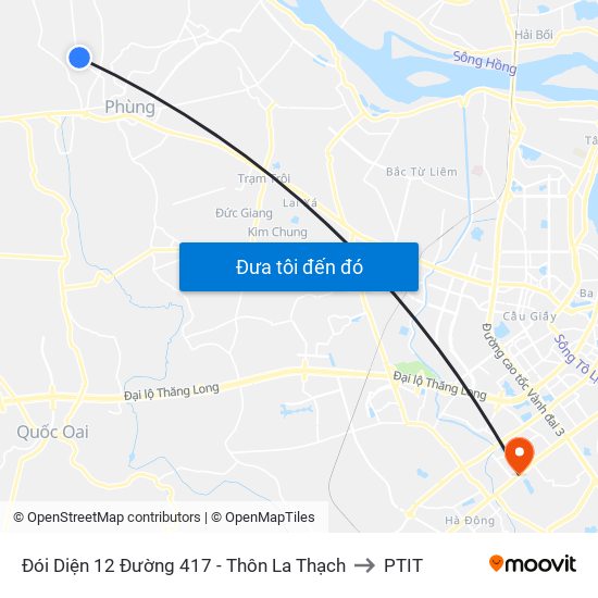Đói Diện 12 Đường 417 - Thôn La Thạch to PTIT map