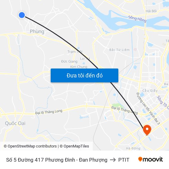 Số 5 Đường 417 Phương Đình - Đan Phượng to PTIT map