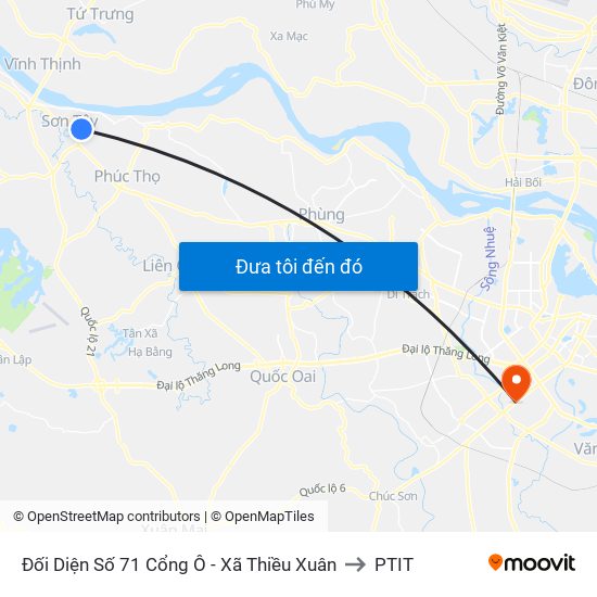 Đối Diện Số 71 Cổng Ô - Xã Thiều Xuân to PTIT map