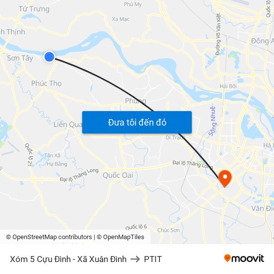 Xóm 5 Cựu Đình - Xã Xuân Đình to PTIT map