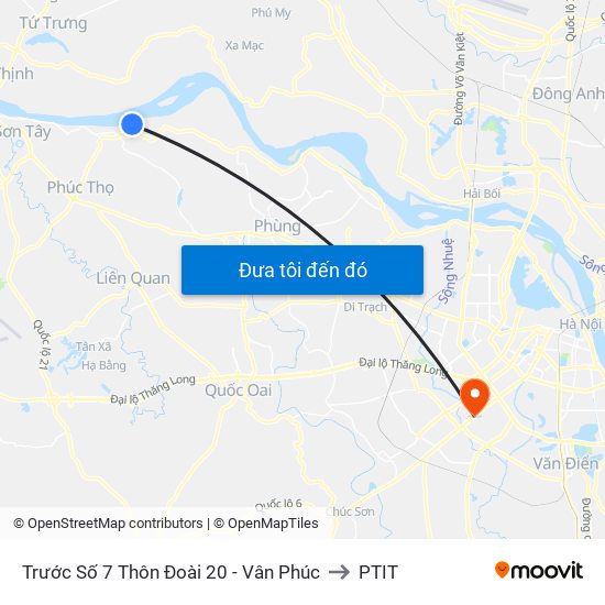 Trước Số 7 Thôn Đoài 20 - Vân Phúc to PTIT map