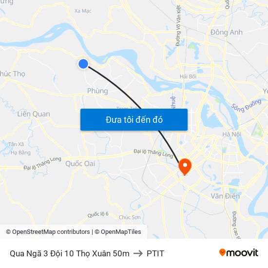 Qua Ngã 3 Đội 10 Thọ Xuân 50m to PTIT map
